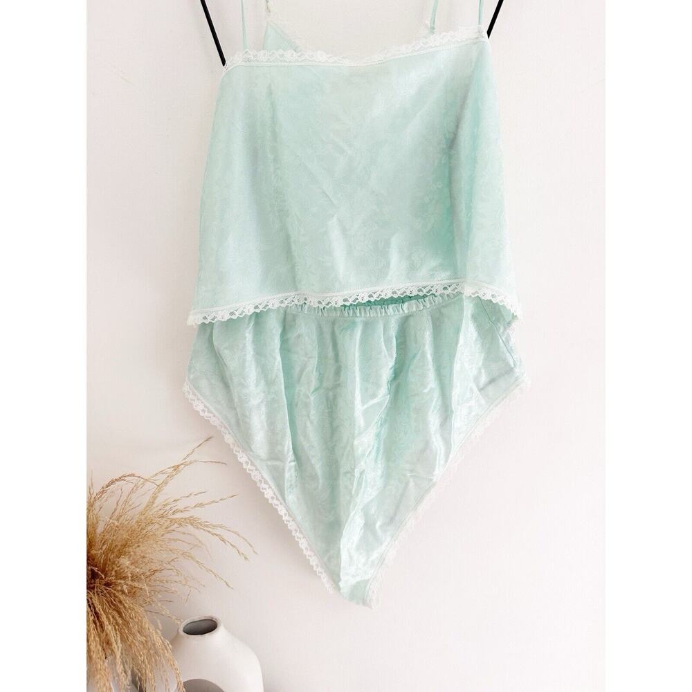 Vintage Elissa Size Medium High Leg Mint Teal Lace Lingerie Set - Picture 7 of 10
